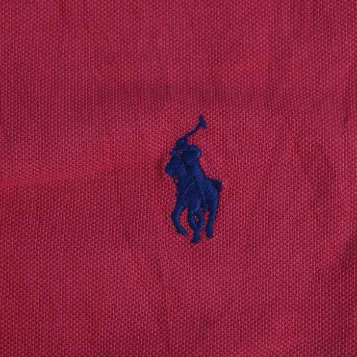 ポロ・ラルフローレン 半袖ポロシャツ 無地 ポニーロゴ トップス コットン 大きいサイズ メンズ XLサイズ レッド POLO RALPH  LAUREN 【中古】