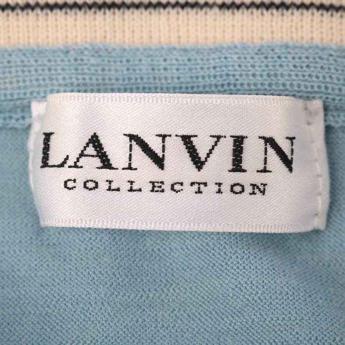 ランバン 長袖ポロシャツ ニットポロ ウール トップス 日本製 メンズ Lサイズ ブルー LANVIN