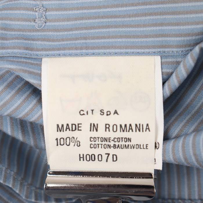 アルマーニコレッツォーニ シャツ 長袖 ストライプ 大きいサイズ コットン100％ メンズ 43/17サイズ ブルー ARMANI COLLEZIONI