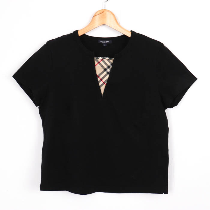 23区 半袖Tシャツ ニットシャツ Vネック ビジュー トップス シンプル レディース 38サイズ ブラック 23ku