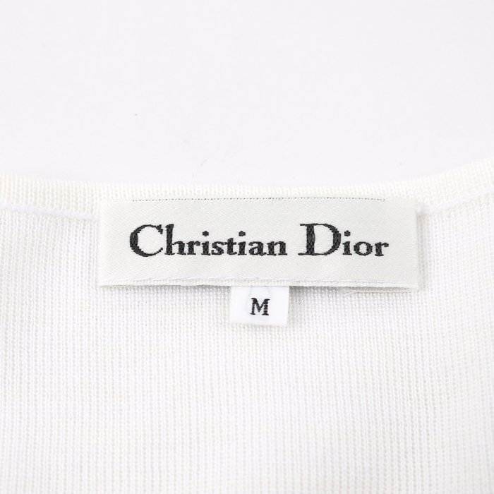 クリスチャンディオール カットソー 半袖 コットン100% ペプラム レース トップス 白 レディース Mサイズ ホワイト Christian Dior