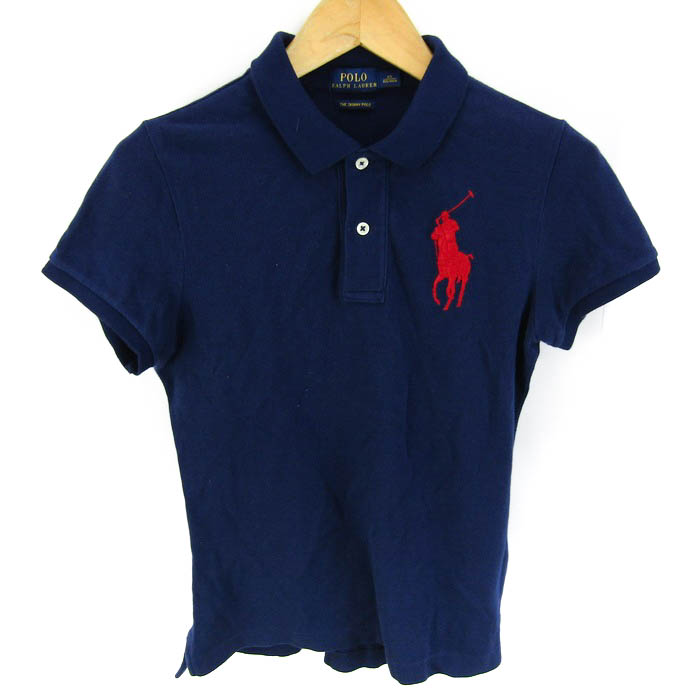 ポロ・ラルフローレン ポロシャツ 半袖 ビッグポニー トップス レディース XSサイズ ネイビー×レッド POLO RALPH LAUREN  【中古】｜POLO RALPH LAUREN｜店舗買取｜トップス＞ポロシャツ｜USEDのアパレル通販サイト - SMASELL（スマセル）