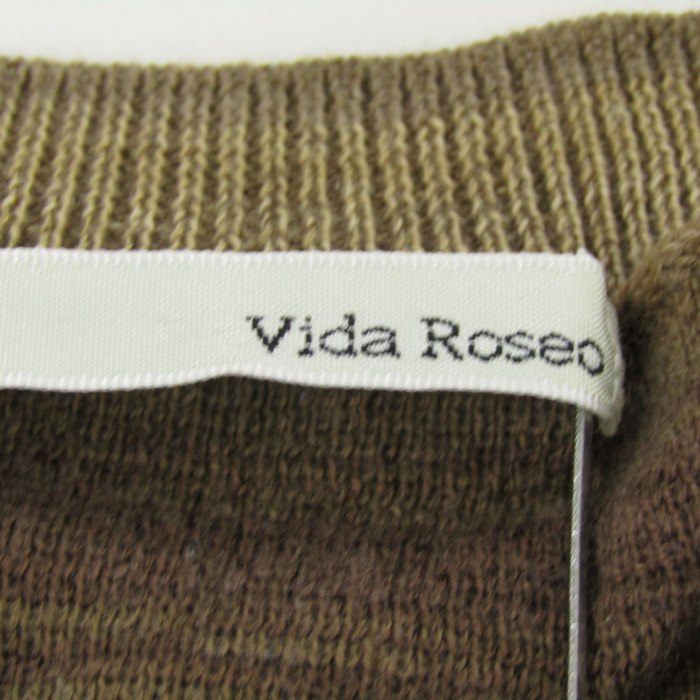 ヴィダ・ロゼオ ニットワンピース 半袖 ボーダー トップス レディース Mサイズ ブラウン系 Vida Roseo 【中古】｜Vida Roseo ｜店舗買取｜ワンピース/ドレス＞ワンピース｜USEDのアパレル通販サイト - SMASELL（スマセル）