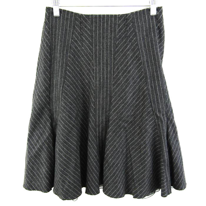 ボディドレッシングデラックス フレアスカート ウール混 ストライプ  
