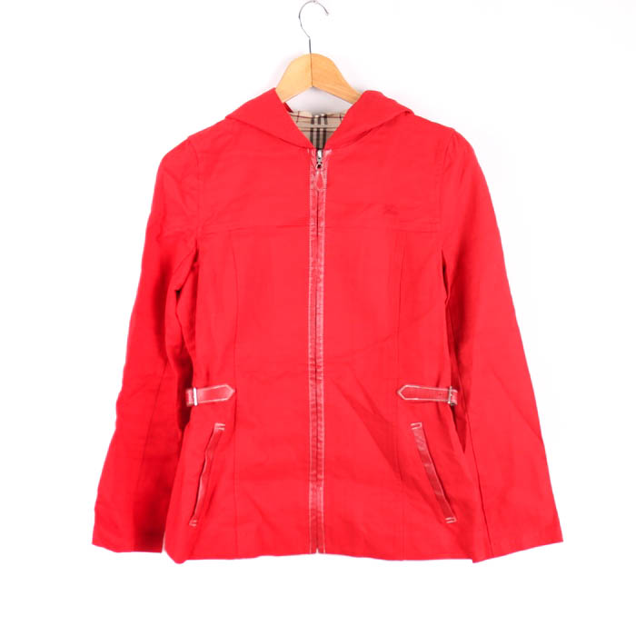 バーバリーブルーレーベルフード付きコート赤サイズ38