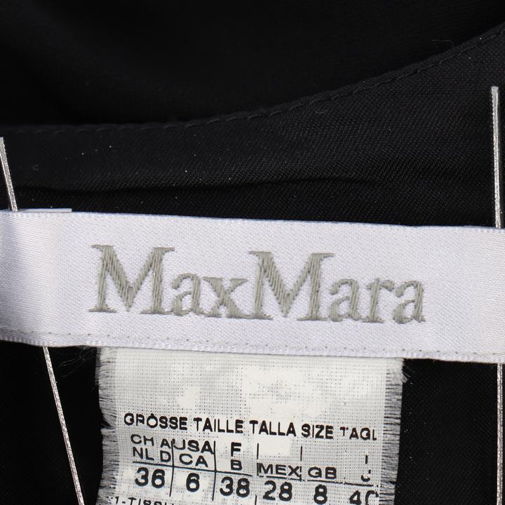 マックスマーラ 長袖ワンピース 無地 ラウンドネック ひざ丈 ボックスワンピース レディース 40サイズ ブラック MAX MARA 【中古】