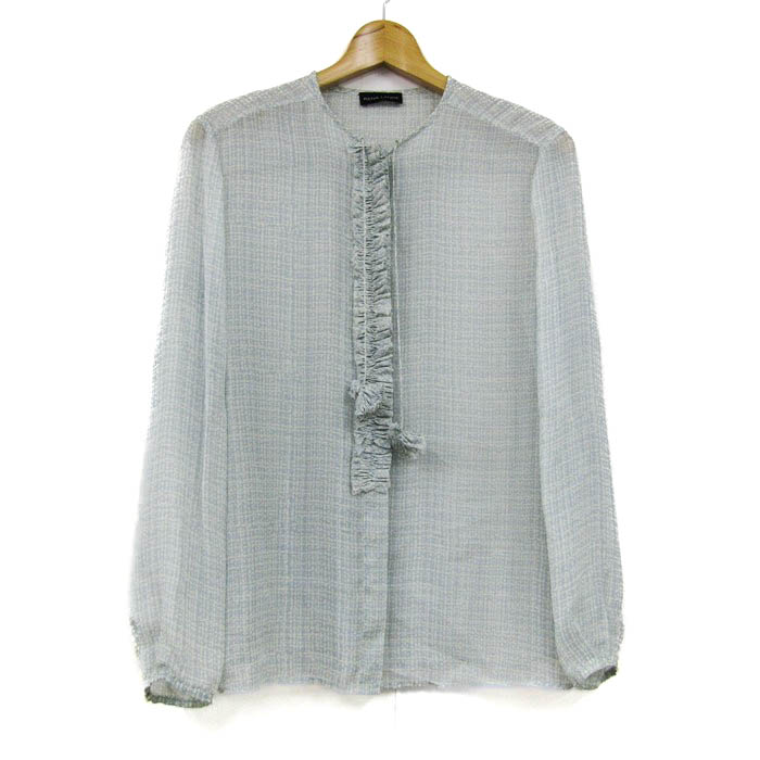 レナランゲ ノーカラーブラウス シャツ 長袖 大きいサイズ トップス  