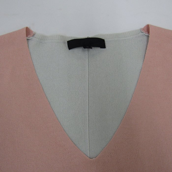 アイシービー 長袖カットソー Vネック バイカラー 前後 トップス  