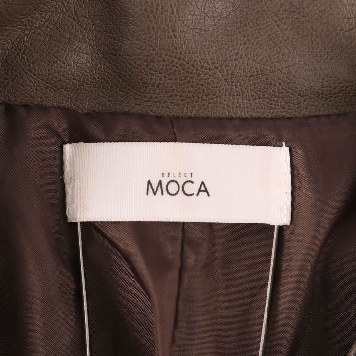 セレクトモカ ライダースジャケット ダブル 合皮 フェイクレザー 無地 アウター レディース Mサイズ ブラウン SELECT MOCA