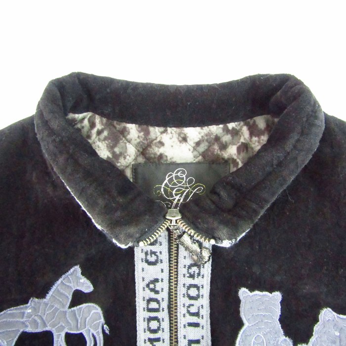 伊太利屋 ステンカラージャケット ベロア アニマル柄 大きいサイズ  