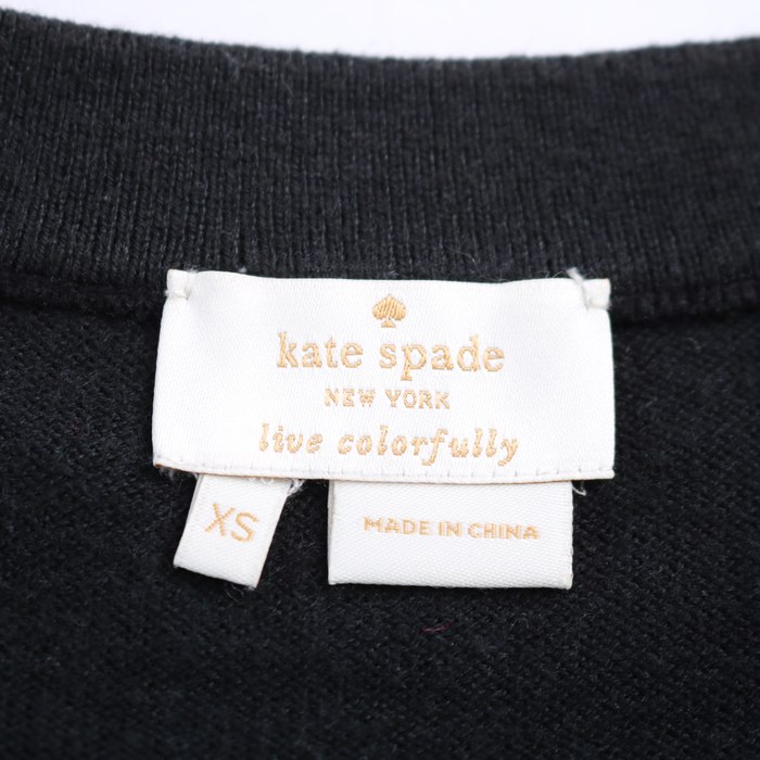 ケイトスペード カーディガン 長袖 ビジュー トップス レディース XSサイズ ブラック Kate Spade kate spade NEW YORK - ケイトスペード カーディガン 長袖