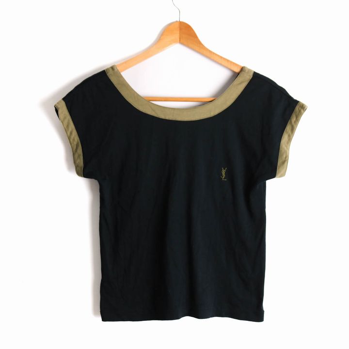 イヴ・サンローラン 半袖Tシャツ トップス フレンチ袖 コットン YSL 