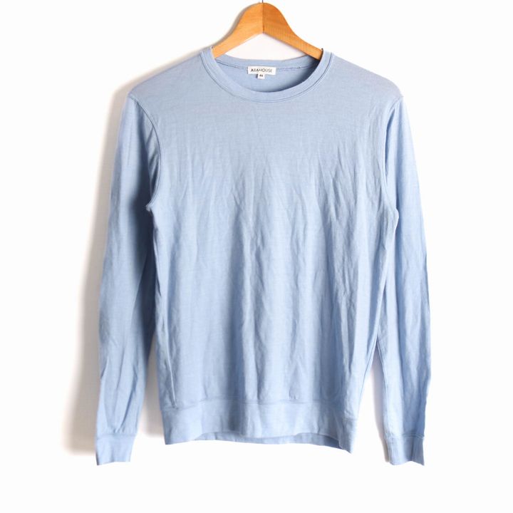 2025年新作アイテムが続々登場 LEONARD＊カシミヤ混長袖クルーネックTシャツ 青 トップス