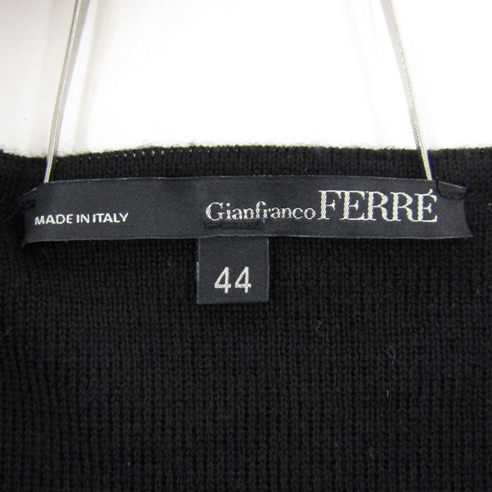 ジャンフランコ・フェレ ニット トップス 長袖セーター 大きいサイズ レディース 44サイズ ブラック GIANFRANCO FERRE ジャンフランコ・フェレ ニット トップス 長袖セーター 大きい