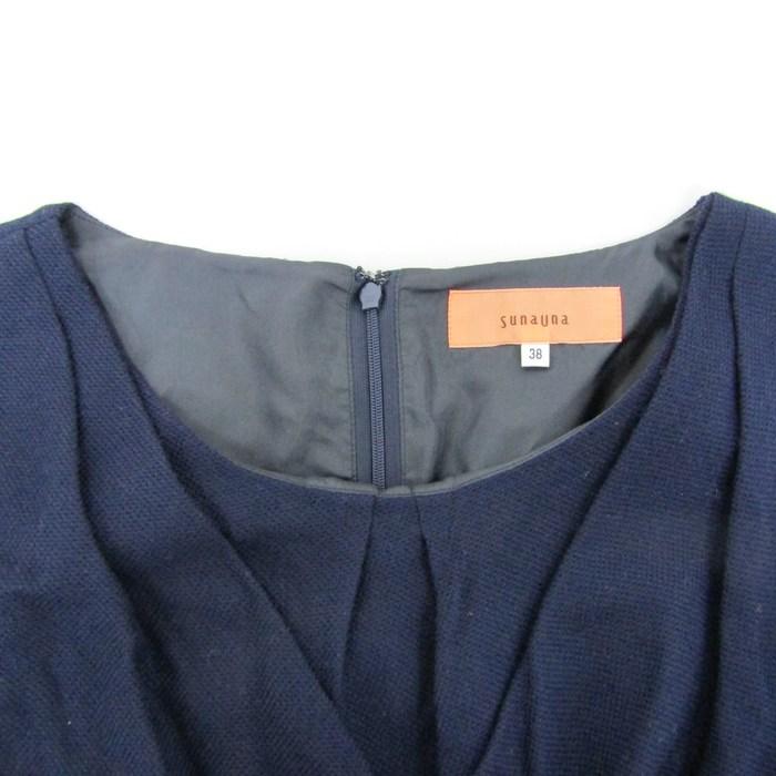 ☆新品☆【Sunauna】スーナウーナ ワンピース ネイビー 紺 半袖 36 S