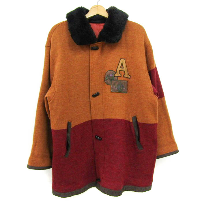 アラミス ウールコート 中綿 アウター メンズ Mサイズ カーキ系×レッド 