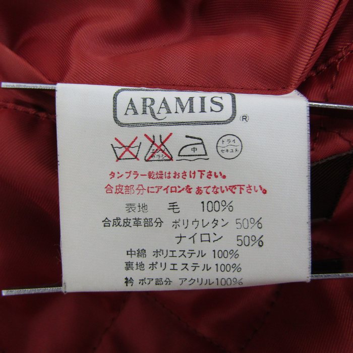 アラミス ウールコート 中綿 アウター メンズ Mサイズ カーキ系×レッド 