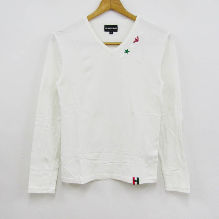 エンポリオ・アルマーニ 長袖Tシャツ Vネック ロゴ 日本製 トップス 