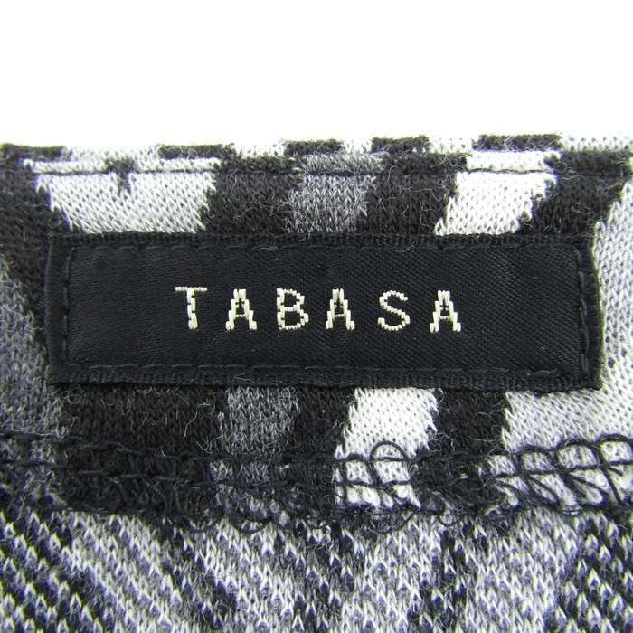 タバサ ニット セーター 長袖 ウール混 トップス 日本製 黒 レディース 32サイズ ブラック×グレー TABASA タバサ ニット セーター 長袖 ウール混 トップス 日本製 黒