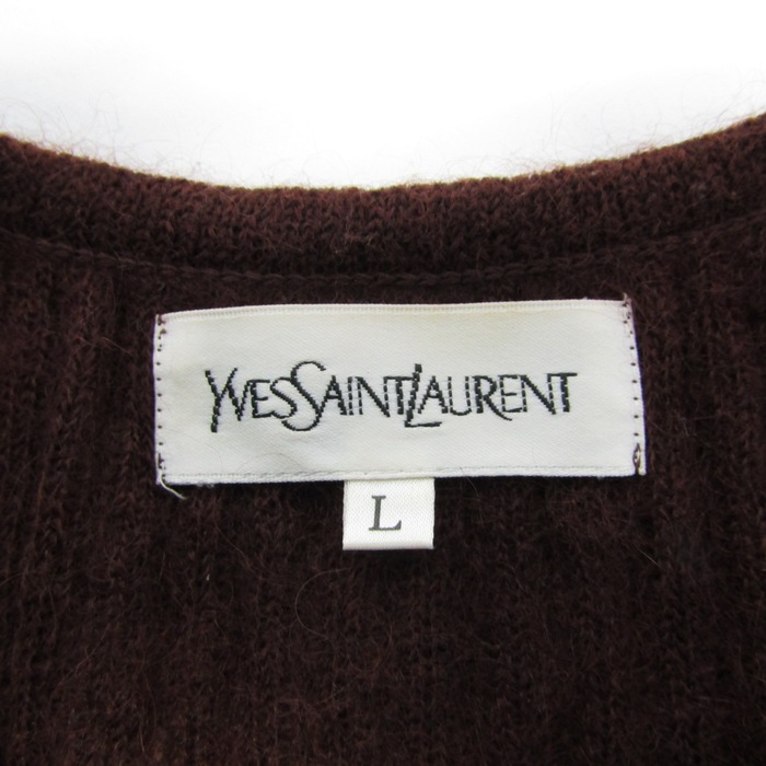 イヴ・サンローラン カーディガン 長袖 トップス レディース Lサイズ ブラウン系 YVES SAINT LAURENT イヴ・サンローラン カーディガン 長袖 トップス レディース L