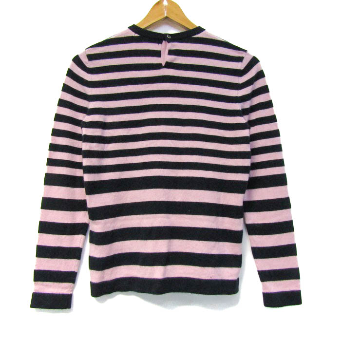 ニジュウサンク ニット トップス 長袖 ボーダー柄 セーター カシミヤ混 レディース 38サイズ 紺×ピンク 23区 ニジュウサンク ニット トップス 長袖 ボーダー柄 セーター