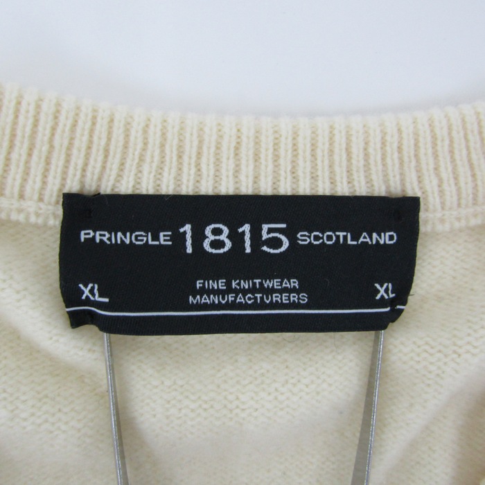 ビッグサイズ スコットランド製 Pringle Vネック ウールセーター メンズ XL相当 ネイビー ブルー if0558 Pringle of Scotland V Neck Argyle Jumper - Camel and Navy