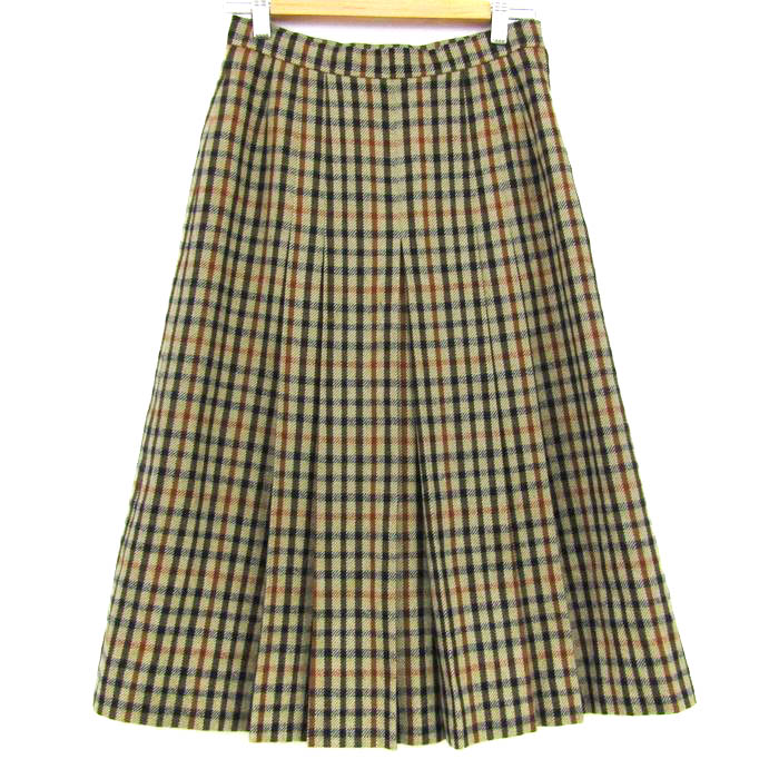 DAKS vintage チェック柄ツイード プリーツスカート 66-92
