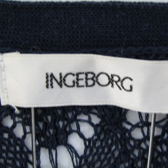 インゲボルグ カーディガン 長袖 リネン混 レース トップス レディース 11サイズ ネイビー INGEBORG インゲボルグ カーディガン 長袖 リネン混 レース トップス