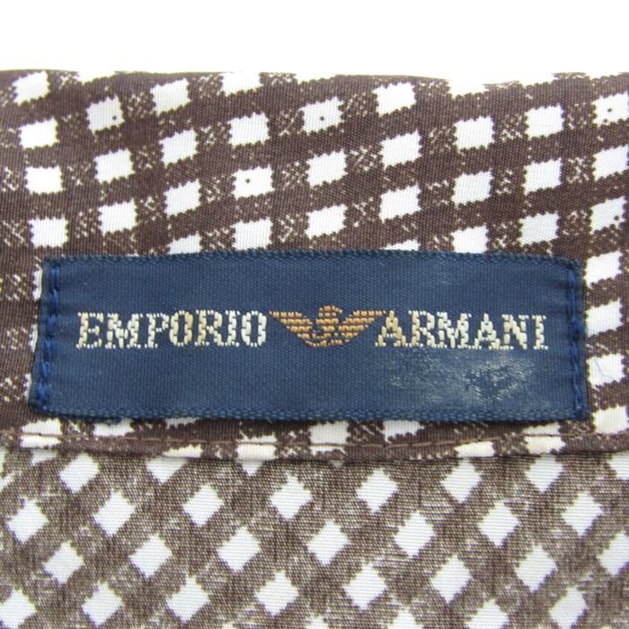 エンポリオ・アルマーニ 長袖シャツ 総柄 トップス レディース 40サイズ ブラウン系×ホワイト Emporio Armani エンポリオ・アルマーニ 長袖シャツ 総柄 トップス レディース