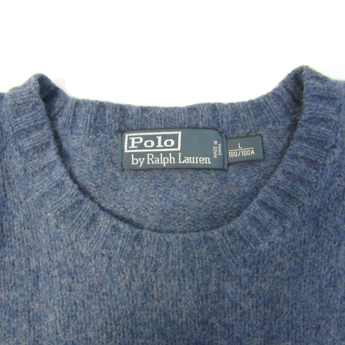 ポロバイラルフローレン セーター トップス エルボーパッチ アンゴラ混 メンズ Lサイズ ブルー Polo by Ralph Lauren ポロバイラルフローレン セーター トップス エルボーパッチ