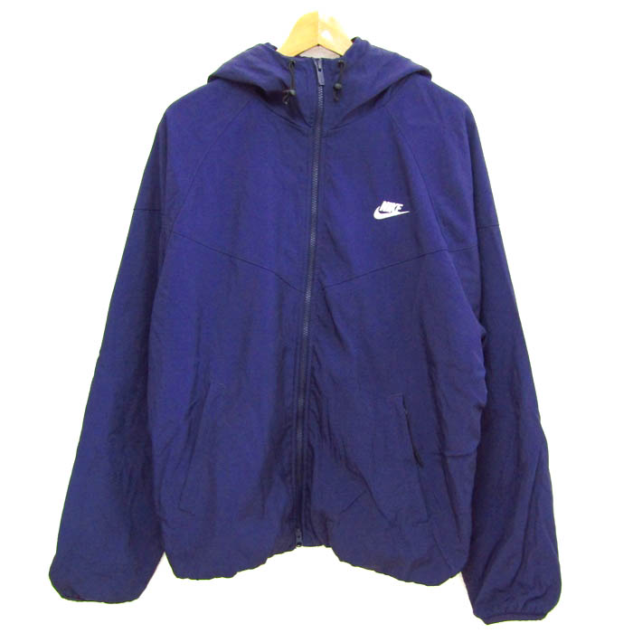 00's NIKE ナイキ ナイロンジャケット 青黒 XL ワンポイント