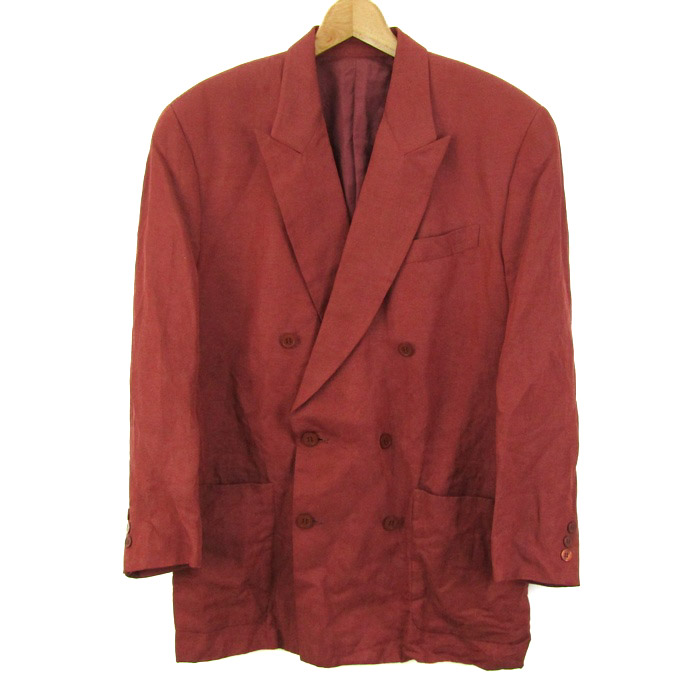 ケンゾー テーラードジャケット アウター ダブルブレスト シルクリネン  