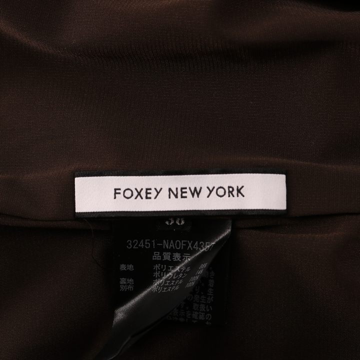 フォクシー ニューヨーク FOXEY NEW YORK ワンピース ドレス フレンチスリーブ フレア 無地 トップス レディース 40(M相当) ホワイト