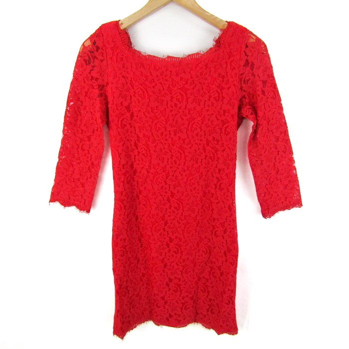 ダイアンフォンファステンバーグ ロングカーディガン トップス 総レース シルク混 レディース 6サイズ 赤 DIANE VON FURSTENBERG ダイアンフォンファステンバーグ ロングカーディガン トップス