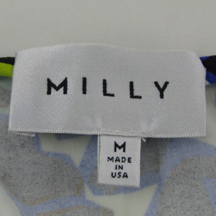 ミリー カットソー シャツ トップス チュニック 五分袖 レオパード柄 USA製 レディース Mサイズ 黒×白 Milly ミリー カットソー シャツ トップス チュニック 五分袖