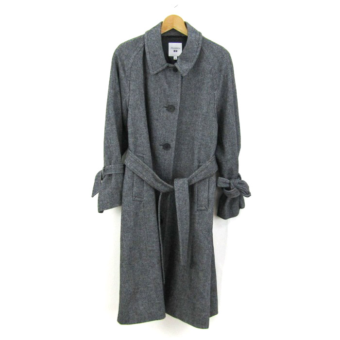 ポロラルフローレン ダークグレー ロングコート 4 M ヘリンボーン ベルト