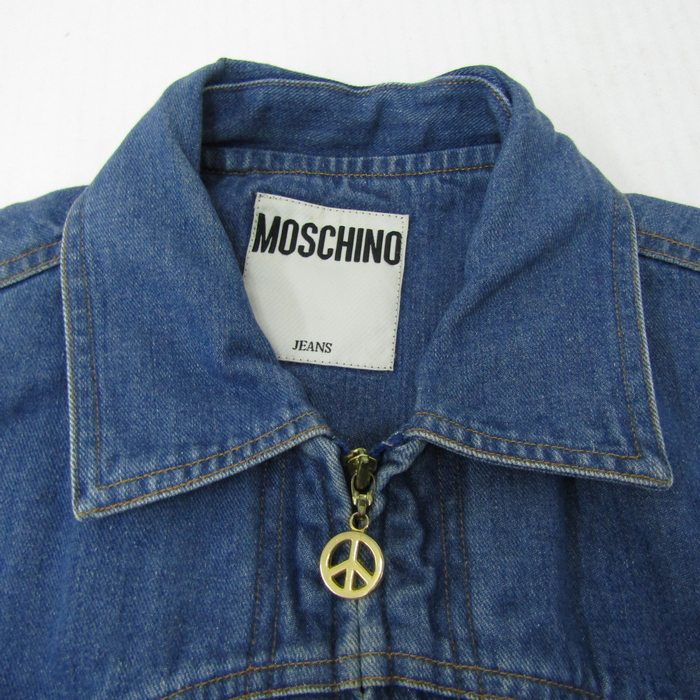 MOSCHINO - モスキーノ デニムジャケット アウター ジップアップ コート レディース B82 H90 T164サイズ ブルー MOSCHINO モスキーノ デニムジャケット アウター ジップアップ コート