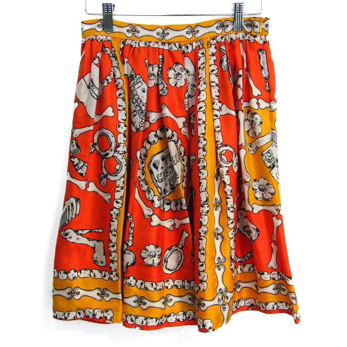 モスキーノ フレアスカート シルク100% ブランド ボトムス レディース  