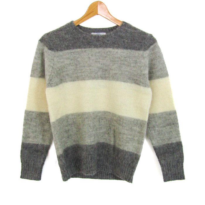 J.PRESS - ジェイプレス セーター 長袖 ボーダー ウール トップス レディース Mサイズ ベージュ系×グレー系 J.PRESS ジェイプレス セーター 長袖 ボーダー ウール トップス