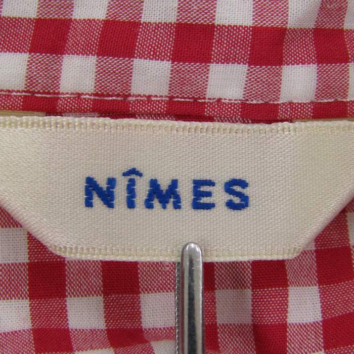 ニーム 長袖シャツ コットン100% ブランド トップス 赤 白 レディース Fサイズ レッド×ホワイト NIMES ニーム 長袖シャツ コットン100% ブランド トップス 赤 白
