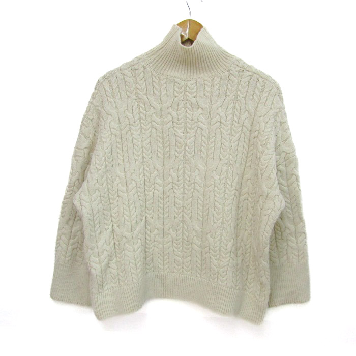ZARA ザラ ハイネック ケーブルニット セーター 白 L 美品