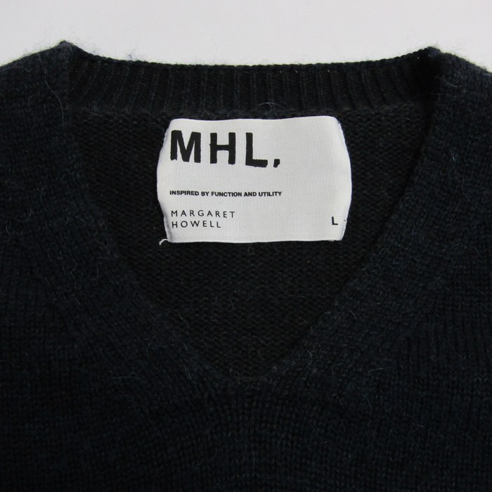 マーガレットハウエル セーター 長袖 Vネック ウール混 トップス レディース Lサイズ ネイビー MARGARET HOWELL MARGARET HOWELL - マーガレットハウエル セーター 長袖 Vネック
