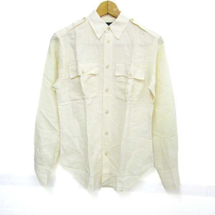 【新品】ローレンラルフローレン　長袖シャツ　リネン　ベージュUS XS（日本S） ラルフローレン 長袖シャツ トップス サファリシャツ スリム