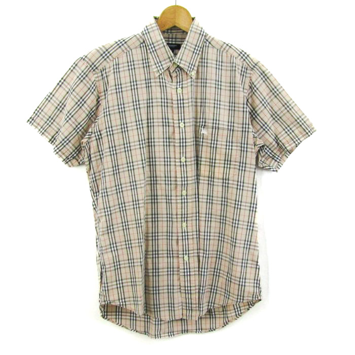 バーバリーメンズ 半袖シャツ M BURBERRY チェック柄 半袖シャツ