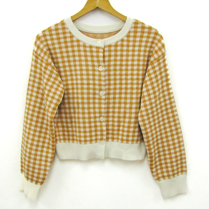 ジーユー カーディガン 長袖 ギンガムチェック トップス