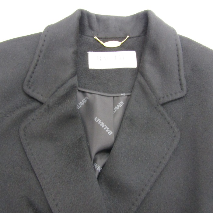 BALMAINバルマンステンカラーコートカシミヤ100%グレー