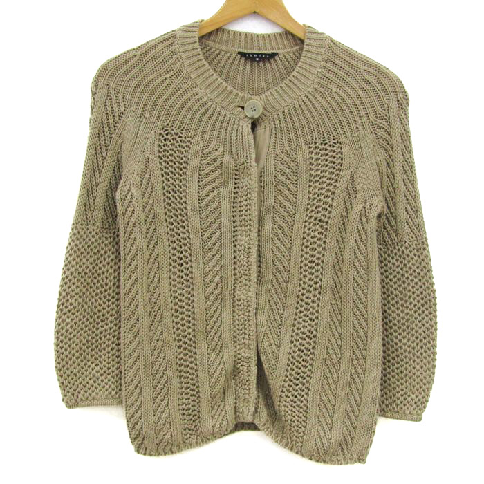 セオリー カーディガン トップス 透かし編みニット リネン コットン  