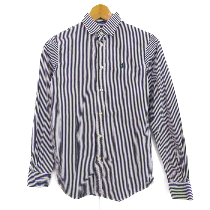 ポロラルフローレン 長袖シャツ トップス ストライプ柄 カスタムフィット レディース 紫×白 POLO RALPH LAUREN ポロラルフローレン 長袖シャツ トップス ストライプ柄 カスタム