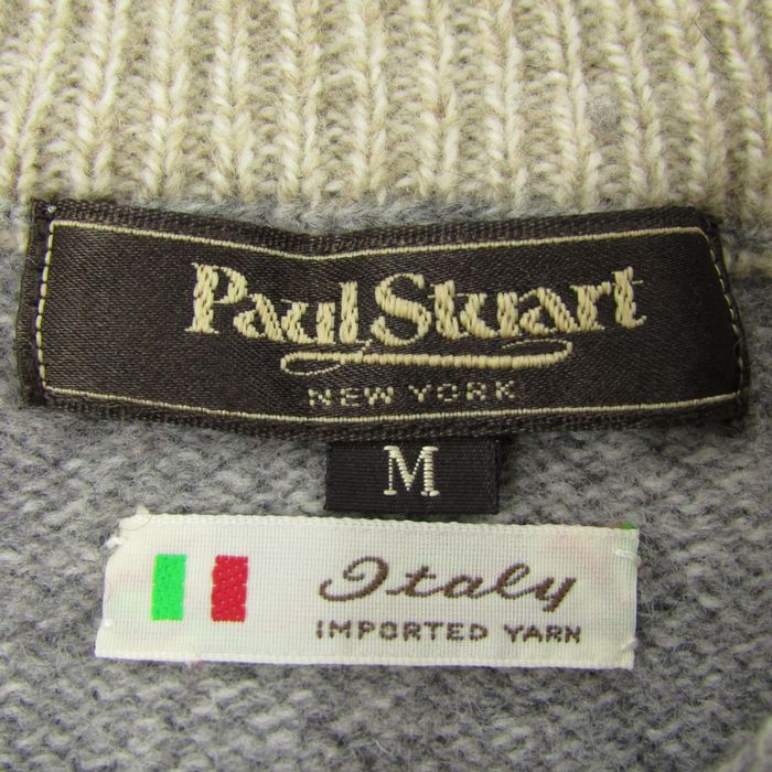 ポールスチュアート セーター トップス ハーフジップ イタリア製 糸使用 メンズ Mサイズ グレー PAUL STUART ポールスチュアート セーター トップス ハーフジップ イタリア製