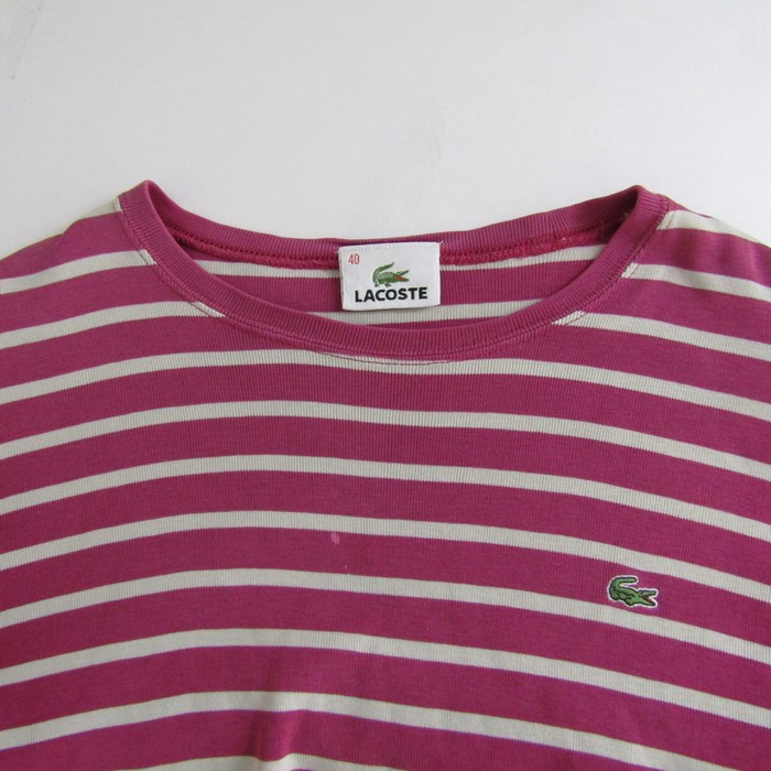 ラコステ 長袖Tシャツ クルーネック ボーダー トップス レディース 40